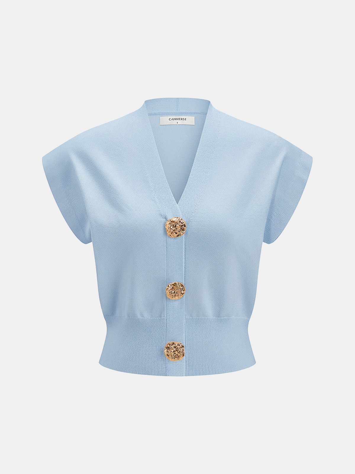 V-Neck Cap Sleeve Knit Top