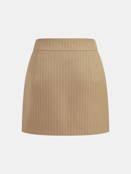 Pinstripe Tailored Vest & Mini Skirt Set