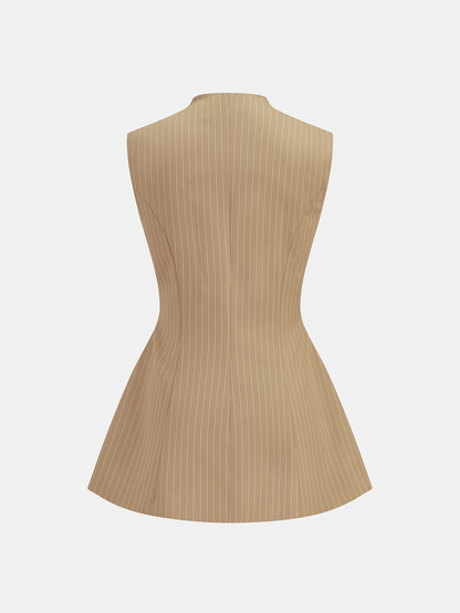 Pinstripe Tailored Vest & Mini Skirt Set