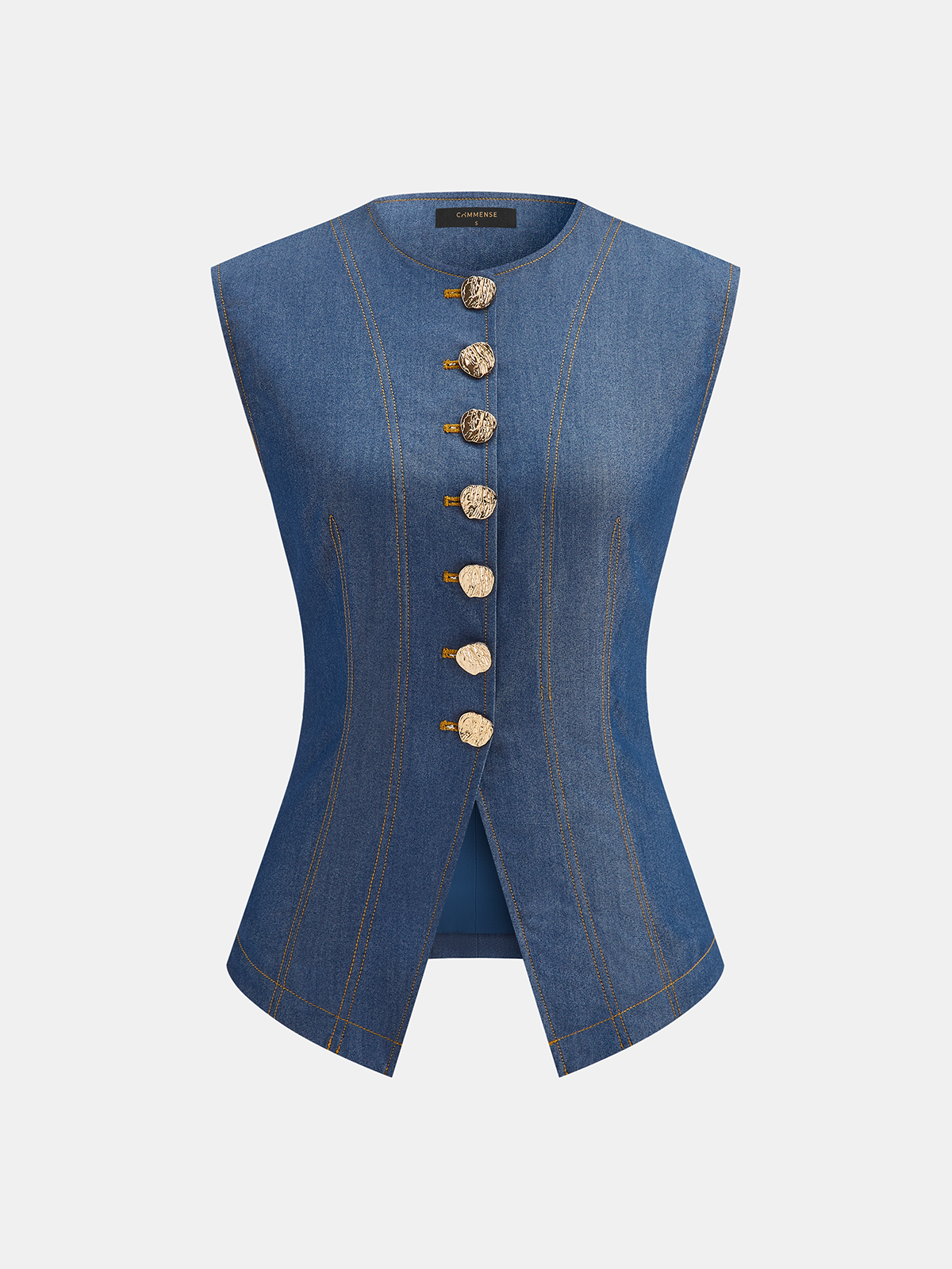 Metal Button Vest & Wide Leg Pants Set