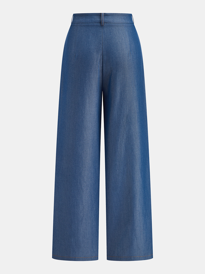 Metal Button Vest & Wide Leg Pants Set