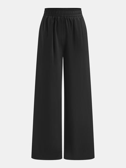 Ruched Satin Top & Elastic Waist Pants Set