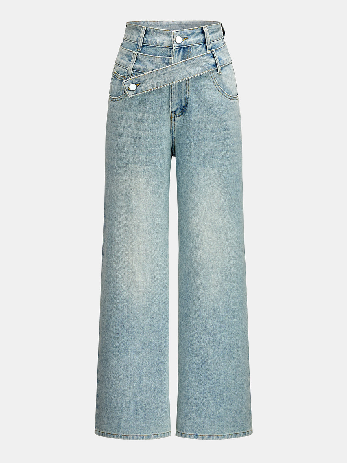 Double Waistband Wide Leg Jeans
